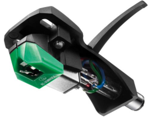 Audio-Technica - AT-VM95E/H Headshell/Dual Moving Magnet Cartridge Combo Kit with Conical Stylus 1/2" Mount includes Mounting Hardware (Black/Green)