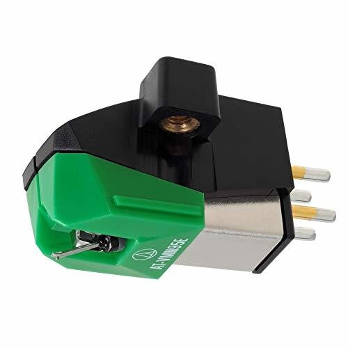 Audio-Technica - AT-VM95E Dual Moving Magnet Turntable Cartridge Green Black with Elliptical Stylus 1/2" Mount includes Mounting Hardware (Black/Blue)