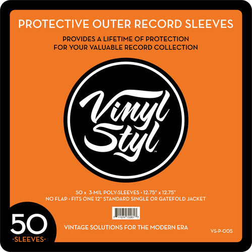 Vinyl Styl - 12 Inch Vinyl Record Outer Sleeve Polyethylene - 50 Count (Clear)