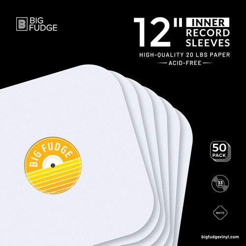 Big Fudge - BFIS12x50US 12 - inch LP Vinyl Record Round Corner Inner Sleeve 50 Pack White - 850020702053 - Bags & Sleeves - Yellow Racket Records