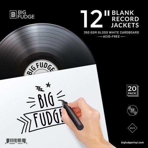 Big Fudge - BFRJ - W - 12x20US 12 - inch Vinyl LP Record Blank Jackets (20 Pack, Matte, White) - 850020702312 - Bags & Sleeves - Yellow Racket Records