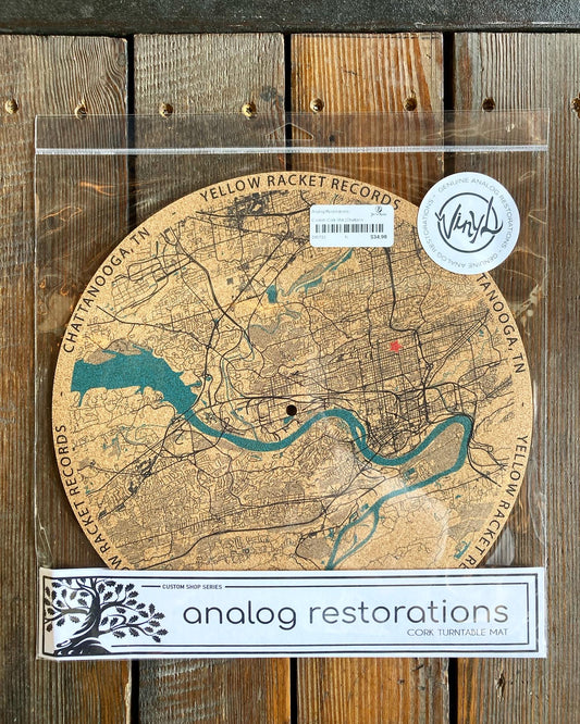Analog Restorations - Custom Cork Mat (Chattanooga City Map, Yellow Racket Records)
