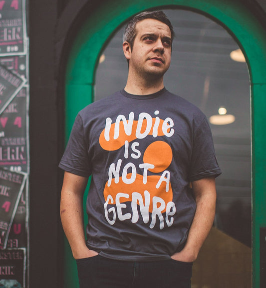 "Indie Is Not A Genre" / "Support Independent Record Stores" Tangerine / Charcoal T-Shirt