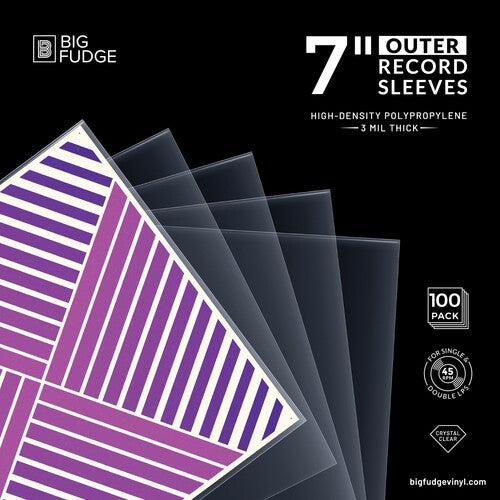 Big Fudge - BFOS7x100US 7-inch 45RPM Vinyl Record Outer Sleeves 7.42x7.42 High-Density Polyprolylene 100 Pack Crystal Clear