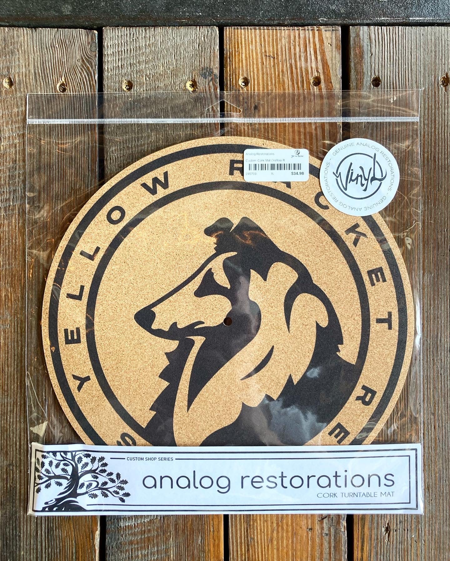 Analog Restorations - Custom Cork Mat (Yellow Racket Records Logo)